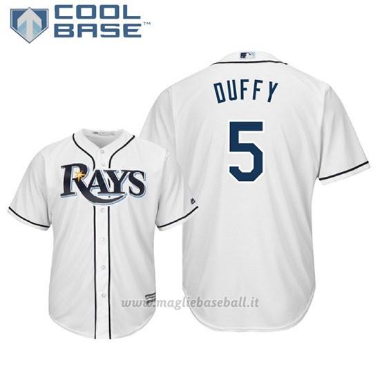 Maglia Baseball Uomo Tampa Bay Rays Matt Duffy Cool Base Majestic 1ªBianco